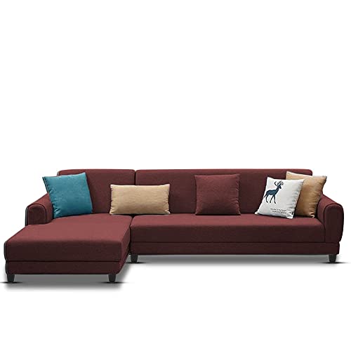 Image of Kraven LHS 6 Seater L Shape Sofa Set for Living Room (Maroon Fabric)