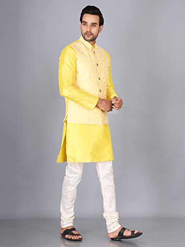 Image of Sadree Silk Men's Kurta Pajama Waistcoat or Nehru Jacket Set