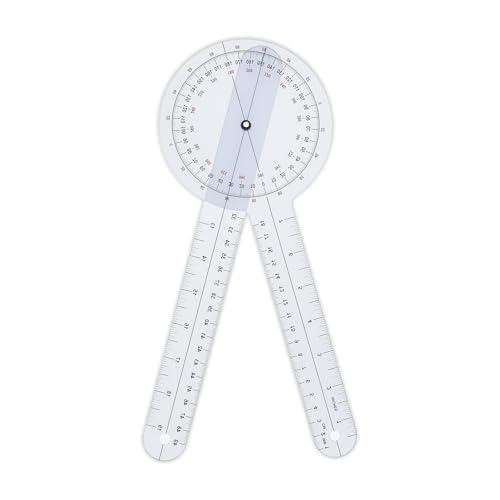 Goniometer 12 inch 360&deg; Clear Protractor Physical Therapy, for Medical Range of Motion Measurement...