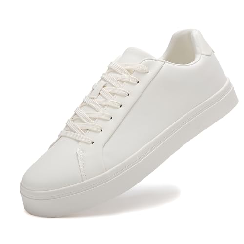 Zapatos Hombre Zapatillas Deportivas Sneakers de Piel Casual Moda Cómodo Blanco 45
