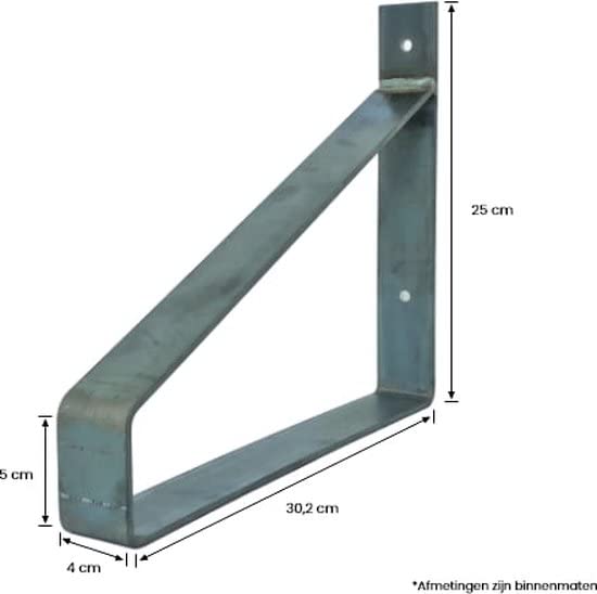 DoratoLegno Solido Mensola Da Parete In Quercia - 50x30 cm - Portapacchi industriali - Acciaio - Senza rivestimento