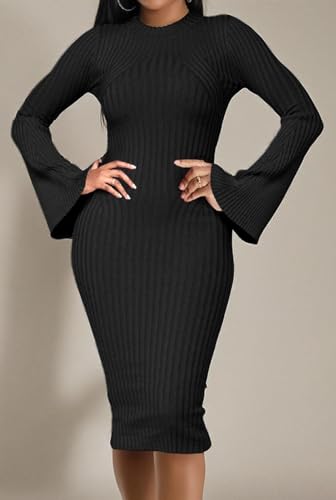 Oxgmoky Women Bodycon Ribbed Sweater Dress Sexy Sleeveless Stretchy Pullover Dresses4