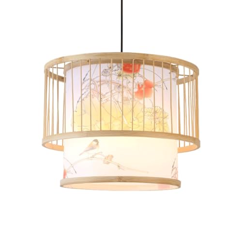 MTNROO Japanese Style Lantern Ceiling Lighting Fixture with Floral Decoration