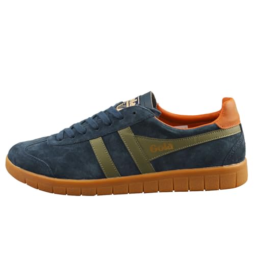 Image of Gola Men's Hurricane Suede Navy /Khaki /Moody Orange /Gum 9 Medium