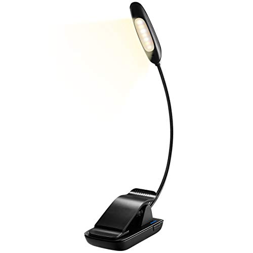 【Version Améliorée】TOPELEK 7 LED Lampe de Lecture pour Livre Portable Rechargeable, Lampe Liseuse 3 Modes de Température de Couleurs et 3 Niveaux de Luminosité Réglables, Travail 60H avec Petit Sac