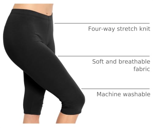 Image of STRETCH IS COMFORT Cotton Capri Leggings, Knee Length Pants, Plus Size