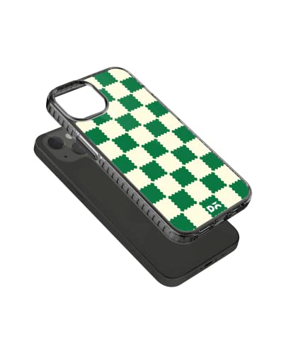 Image of DailyObjects Case for iPhone 14 Compatible with Mag-Safe Wireless Charging, Stride 2.0 Green Checkerboard Slim Shockproof Back Cover with Inner Magnetic Ring