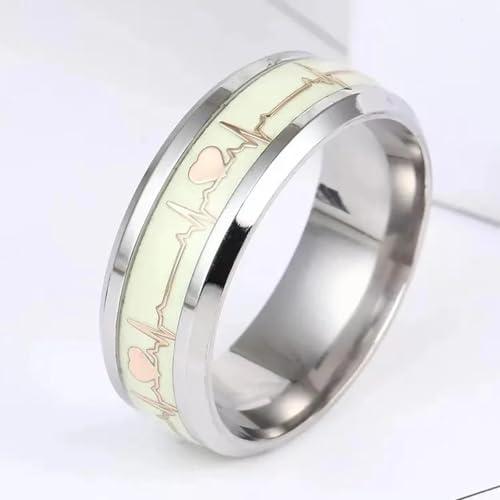 Bague ECG luminescente pour couple et ado | Bijou phosphorescent - 2