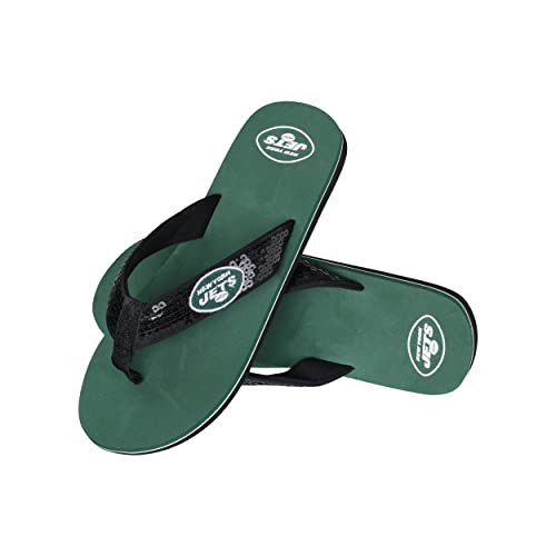 FOCO New York Jets NFL Womens Sequin Flip Flop - M - (9-10)