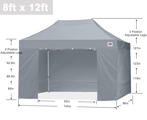 Image of ABCCANOPY Commercial Pop Up Canopy Tent with Sidewalls 8X12,Gray