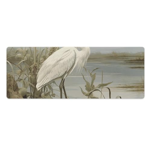 Tapis de souris de jeu grande taille LED motif marais aigrette pour bureau