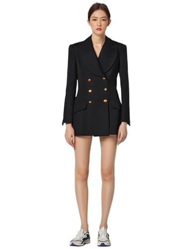 Blazer Smoking à Boutons Croisés pour Femme Veste Chic