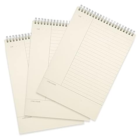 Spiral Notebooks Steno Pads Wirebound Memo Notepads, Moisture Resistant PP Cover, B5 Size, 7.1" x 10.5", 3 Pads/Pack, 68 Sheets/Pad(Cornell) Cover