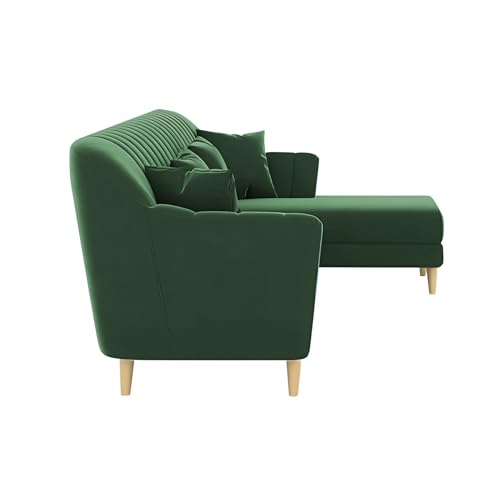 Image of Atticus RHS 6 Seater L Shape Sofa Set for Living Room (Green Fabric) Premium Fabric Sofa Set