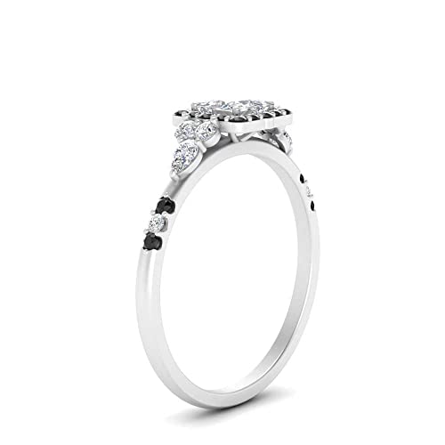 Image of Choose Your Color 925 Sterling Silver Princess Shape Petite Engagement Rings Halo Edwardian Engagement Ring Everyday Wedding Jewelry Handmade Gifts for Wife : US Size 4 to 12