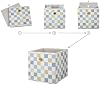 Cubo de almacenamiento de tela plegable a cuadros coloridos, con ojal metálico dorado, plegable, cesta organizadora para hogar, clóset, recámara 6