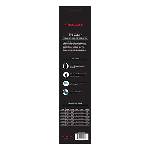Aquatop 300W Titanium Heater With Controller - Fully Submersible For Fish Tanks Up To 100 Gallons, 68-92 Adjustable Temperature, Durable Water Heater, Aquarium Heater For Turtles & Large Fish, Th-C300 #TOP2