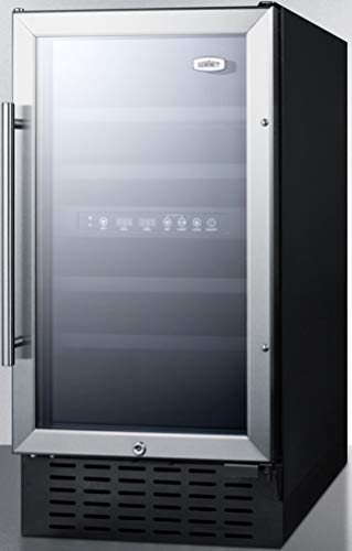 Summit Swc182Z 18"" Wine Cellar With 28 Bottle Capacity Digital Thermostat Led Lighting Professional Handle In Stainless Steel #TOP1