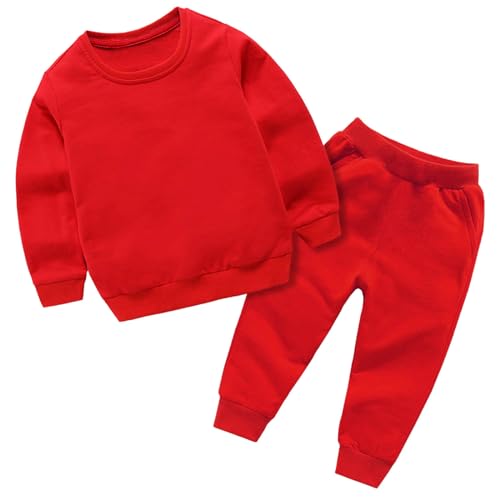 Toddler Baby Boys Girls Sweatsuit Sets Candy Solid Color 2 Peice Outfit Kids Sports Sweatpants Sweatshirts Suits