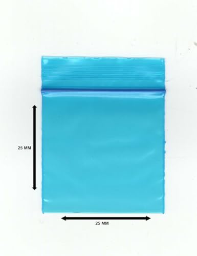 Fenny's Creations 25mm x 25mm Clear Printed Reusable Ziplock Bags, Transparent, Polythene (Blue 100pcs (1" x 1" (2.5cm x 2.5cm)))