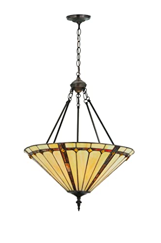 Oakestry 24W Belvidere Inverted Pendant Tiffany Style Lighting Fixture Stained