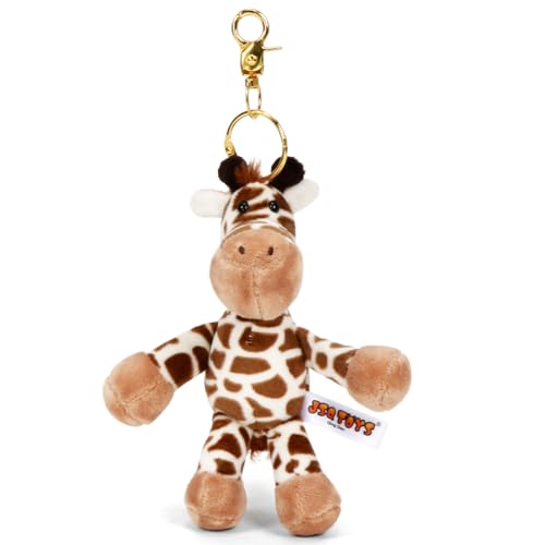 Meleager Schlüsselanhänger Giraffe, 16 cm Tier Plüsch Anhänger für Schlüssel, Rucksäcke, Schultaschen oder Geldbörsen, als Geschenk Geburtstag, Weihnachten oder Schulanfang