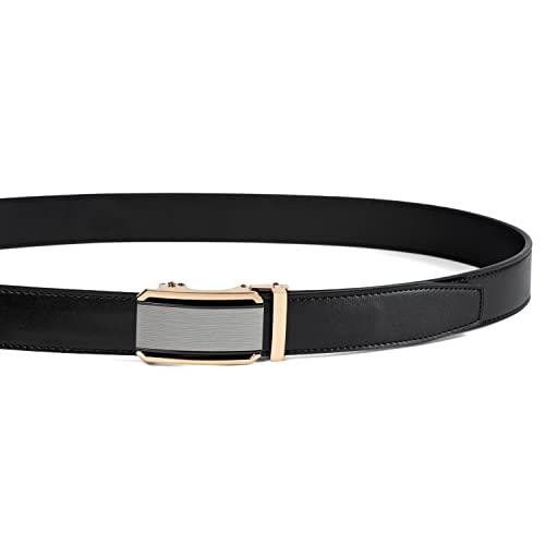Image of Founders & C Men's Ratchet Belt 1 3 /8 inch,Leather Dress Belt Adjustable with Click Sliding Buckle Trim to Exact Fit