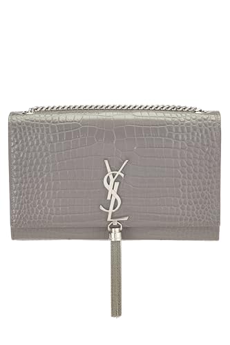 Pre-Loved Grey Embossed Kate Tassel Medium, Grey