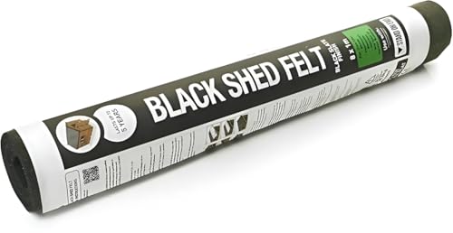 Black Shed Roofing Felt Roll – Heavy-Duty Weatherproof Roof Covering for Sheds, Kennels, Hutches, Portable Buildings, Waterproof - Durable (1m x 2m)