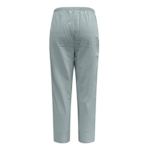 Linen Pants Women Jeans Cropped Lightweight Womens Capris for Summer High Waist Linen Casual Womens Trousers for Summer Dressy Linen Loose Vacation Plus Size Black Denim Classy for Church4