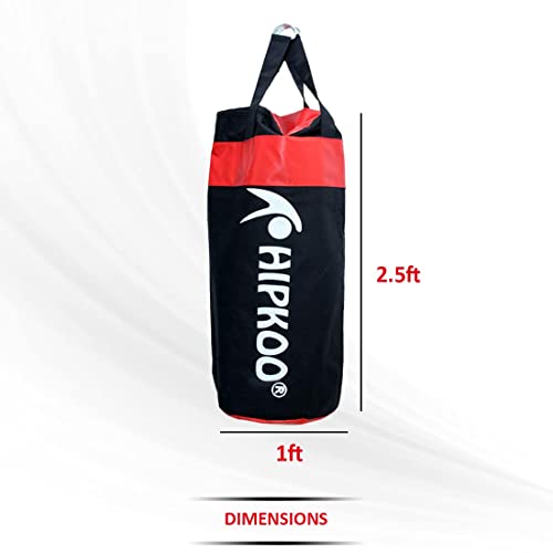 Image of Hipkoo Sports 3 Feet Unfilled Battle Black Heavy PU Power Punching Bag, Hanging Bag for Boxing MMA Sparring Punching Training Kick Boxing Muay Thai /Capacity Up to 100 kgs