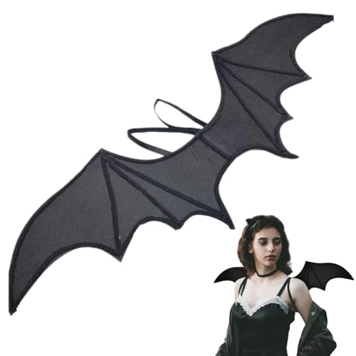 EYWILYWI Ali di pipistrello nere unisex per costume di Halloween, 80 x 26 cm, morbide accessori per cosplay, ali da diavolo e pipistrello, accessori per Halloween per feste in maschera, colore nero