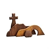 Décoration festive pour la maison : cadeau de Pâques parfait pour vos proches en cette saison des vacances de printemps avec une croix en bois intemporelle et un motif de tombe