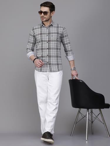 Image of Majestic Man Men's Comfort Slim Fit Pure Cotton Opaque Checked Casual Shirt