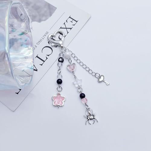 Aesthetic Y2K keychains Cute Butterfly Star Strawberry Bear Guitar Keychains Charms for Women Bag Purse Gifts