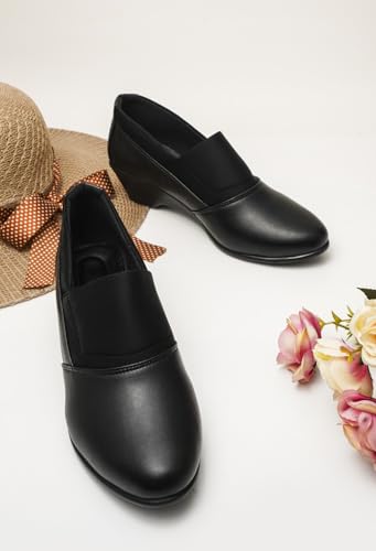 Image of TRYME Collection Bellies Comfortable Stylish Solid Wedge Heel Slip-On Formal Shoes for Womens & Girls