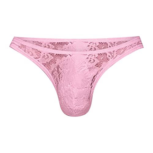 Ropa interior para hombre de poliéster sexy bragas transparentes hombres T pantalones ropa interior bragas hombre esquí ropa interior, Rosa., XXL
