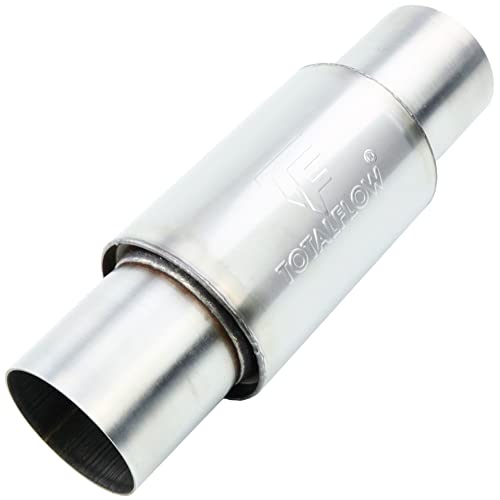 TOTALFLOW 22014 Straight Through Universal Exhaust Muffler - 304 Stainless Steel - 2 Inch Inner Diameter Inlet / Outlet