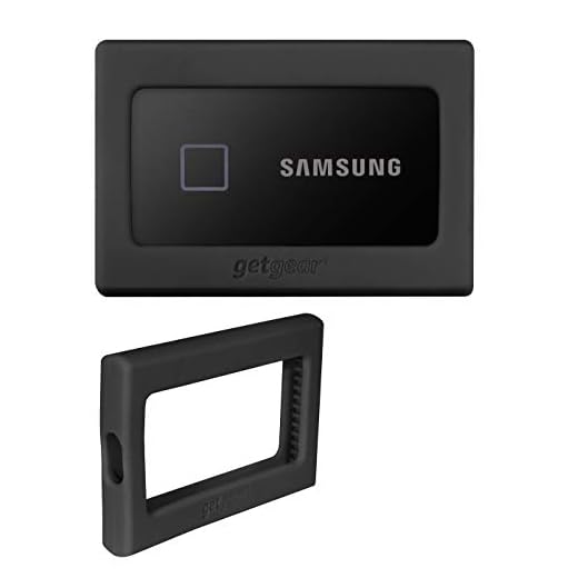 Para-choques de silicone para Samsung T7 Touch Portátil SSD – 1 TB, 2 TB, 500 GB, USB 3.2, forte absorção de choque, antiderrapante – Preto, Preto, compact Size