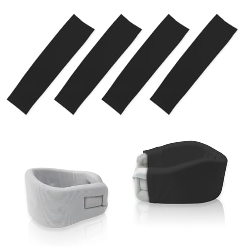 Image of GZCNYLYS 4 Pcs Neck Brace Covers, Breathable Dust Proof Soft Neck Brace Sleeves, Comfortable Cervical Support Covers for Both Men Women, Sleeve for Wearing During Work and Sleep (Black)