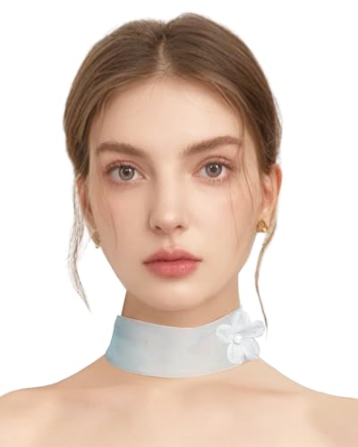 Choker Necklace for Women, Tulle Sheer Pearl Neck Scarf Light Soft Fashion Scarves Neckerchief