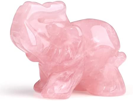 XIANNVXI Crystal Elephant Decor Amethyst Figurine Healing Crystals Gemstones Statue Natural Carved Stones Ornament 1.5" Reiki Home Room Decorations for Women Men