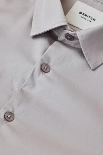 Image of SNITCH Men Formal Shirt | Slim Fit Long Sleeve Spread Collar Solid Design | Premium Cotton Blend & Breathable Fabric for Office & Casual Wear