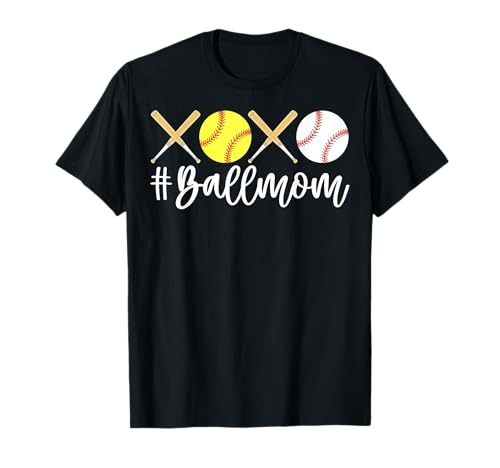 Divertido Hashtag Ball Mom Design Día de la Madre Camiseta
