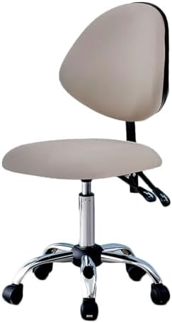 Adjustable Saddle Stool with Backrest, 360° Rotatable, Height 46-59cm, Ergonomic Chair for Home Office & Beauty Salon, Rolling Wheels - Blue