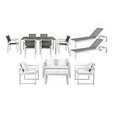 Pangea Home Chester 13-piece Modern Aluminum Patio Sofa Set in White/Gray