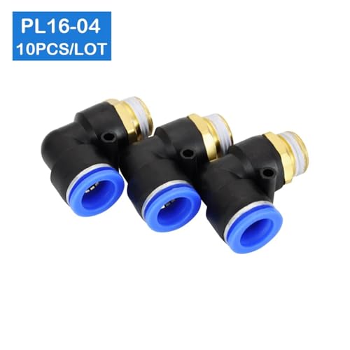 Conector neumático PL16-04 codo L de 16mm a rosca macho PT 1/2 pulgada pack de 10 unidades 4