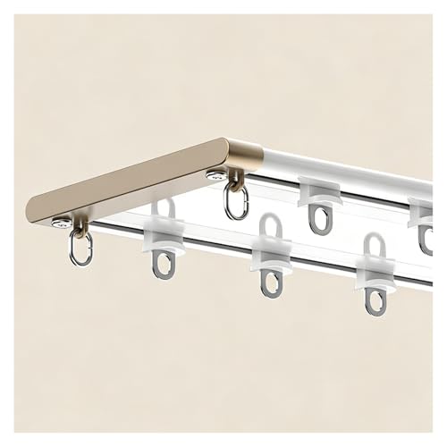 Set De Barras De Cortina De Doble Vía Ultrafino Corredera Mudo Pista De Cortina De Aluminio Para Mamparas De Oficina Riel De Cortinas De Techo Opacas para Inicio(Blanca,140cm/4.59ft)