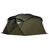 TOMOUNT シェルターテント TC素材 高さ210cm 幅450cm ドームテント アルミポール 2~4人用 自立式 ポリコットンテント【TPUドア + メッシュドア】煙突穴付き 多機能 キャノピー 4シーズン適用 簡単設営 アウトドア MOON-TC-M