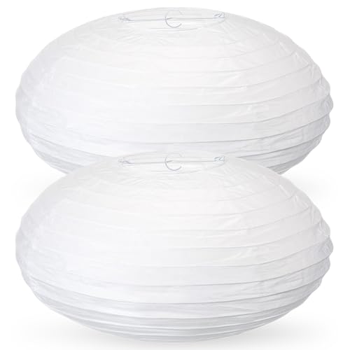 Retisee Lot de 2 lanternes ovales en papier à suspendre - Lanterne chinoise japonaise - Boule de Chine pour fête prénuptiale - Décoration d'anniversaire -...